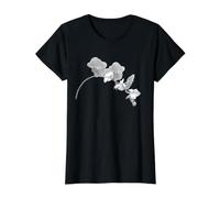 Hermosa Orquídea Flor Negro Blanco Phalaenopsis Formas Mania Camiseta gráfica económica, Mujer, Negro, L