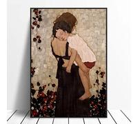 Hermosa pared de lienzo Decoración para el hogar Famosa pintura abstracta Madre e hijo de Gustav Klimt Arte de la pared Impresiones Imagen 70x100cm (28x39in) Marco interior