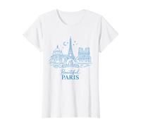 Hermosa PARÍS, Francia Camiseta gráfica económica, Mujer, Blanco, S