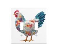 Hermosa placa de pared con diseño de gallina floral, tamaño estándar, 11,4 x 11,4 cm