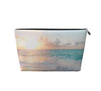 Hermosa Playa Amarillo Atardecer Océano, Bolsa de artículos de tocador Bolsa de Maquillaje Bolsa de cosméticos Bolsa de artículos de tocador de Viaje portátil