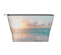 Hermosa Playa Amarillo Atardecer Océano, Bolsa de artículos de tocador Bolsa de Maquillaje Bolsa de cosméticos Bolsa de artículos de tocador de Viaje portátil