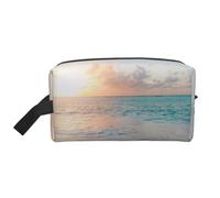 Hermosa Playa Amarillo Atardecer Océano, Bolsa de Maquillaje Bolsa de cosméticos Bolsa de artículos de tocador de Viaje portátil Organizador de Bolsa de Maquillaje