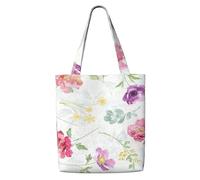 Hermosa primavera fresca floral,Bolsas de supermercado reutilizables, bolsas de compras, bolsas de lona de gran capacidad, bolso de hombro