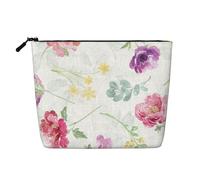 Hermosa Primavera Fresca Floral,Neceser de Maquillaje de imitación Lino, Neceser de Viaje portátil