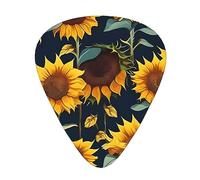 Hermosa púa de guitarra excepcional con estampado de girasol, impresión completa de un solo lado, púa de material ABS, diversos grosores para una experiencia musical variada, ideal para guitarras y