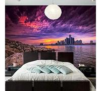 Hermosa Puesta De Sol Arquitectura Mar Playa 3D Papel Pintado Pared Fácil Instalación Oficina Sala Estar Sofá Dormitorio TV Fondos Decoración-150cm×105cm