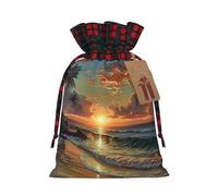 Hermosa puesta de sol en la playa, 1 bolsa de material duradero de 4.7 x 6.9 pulgadas con cordón para regalo elegante de Halloween