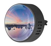 Hermosa puesta de sol mar 2 piezas personalizado aromaterapia ambientador difusor de fragancia de coche, medallón difusor de coche, clip de ventilación para coche, oficina, cocina