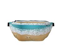 Hermosa riñonera con estampado de estrella de mar en la playa para mujeres y hombres, esenciales, grande, para senderismo, viajes, riñonera fácil de transportar