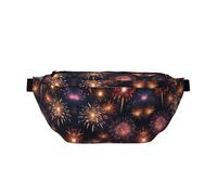 Hermosa riñonera con estampado de fuegos artificiales para mujeres y hombres, grande, para senderismo, viajes, fácil de transportar