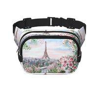 Hermosa riñonera con estampado de la Torre Eiffel de París para hombres y mujeres, correa ajustable impermeable, 3 bolsillos para viajes al aire libre