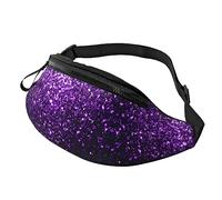 Hermosa riñonera con purpurina morada para correr, senderismo, viajes, entrenamiento, pasear al perro, deportes, pesca, riñonera, Black, Talla única