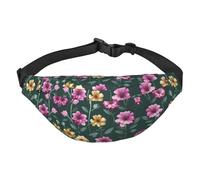 Hermosa riñonera cruzada con flores moradas para niños, bolsa de cintura grande de viaje para deportes, correr, ciclismo, viajes, pesca