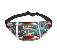 Hermosa riñonera cruzada de viaje de feliz cumpleaños, adecuada para deportes, correr, ciclismo, viajes, pesca para niños, bolsa de cintura grande