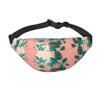 Hermosa riñonera cruzada para niños con plantas verdes en maceta, bolsa de cintura grande de viaje para deportes, correr, ciclismo, viajes, pesca, color negro, talla única