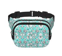 Hermosa riñonera cuadrada de doble capa con diseño de estrella de mar, mini bolsa de cinturón ajustable para ejercicio, correr, viajes, senderismo, Negro -, Talla única