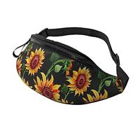 Hermosa riñonera de girasoles para correr, senderismo, viajes, entrenamiento, pasear al perro, deportes, pesca, riñonera, Black, Talla única