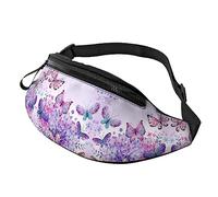 Hermosa riñonera de mariposa morada para correr, senderismo, viajes, entrenamiento, pasear al perro, deportes, pesca, riñonera, Black, Talla única