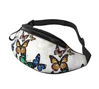 Hermosa riñonera de mariposa verde y amarilla para correr, senderismo, viajes, entrenamiento, pasear al perro, deportes, pesca, riñonera, Black, Talla única