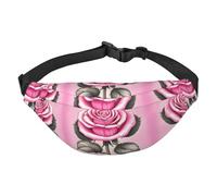 Hermosa riñonera de viaje de rosas rosadas, adecuada para deportes, correr, ciclismo, viajes, pesca, bolsa cruzada grande para niños, bolsa de cintura