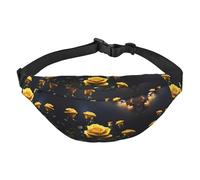 Hermosa riñonera grande con rosas amarillas para niños, bolsa cruzada de viaje, adecuada para disfrutar de deportes, correr, ciclismo, viajes, pesca