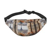 Hermosa riñonera grande para niños con pilones en la distancia, bolsa cruzada de viaje, adecuada para disfrutar de deportes, correr, ciclismo, viajes, pesca