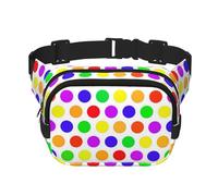 Hermosa riñonera unisex cuadrada de doble capa con estampado de lunares, accesorio de viaje para entrenamiento, color negro, talla única, NEGRO, One Size