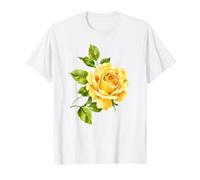 Hermosa Rosa Amarilla Acuarela Floración Botánica Flor Naturaleza Camiseta