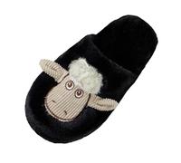 Hermosa Sandale Zapatillas de piel para mujer, nueva colección otoño e invierno, lindas zapatillas de piel Baotou, ropa de abrigo para el hogar, tapizadas y tacón, Le Noir, 37 EU