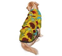 Hermosa sudadera con capucha para perro con estampado de pintura al óleo de girasol, cálida, suave y transpirable, para perros medianos a grandes, diseño fácil de llevar, para invierno y otoño