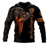 Hermosa sudadera con capucha Rottweiler con estampado 3D para perro, unisex, con cremallera, informal, para hombre, Sudaderas con capucha, L