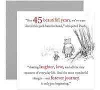 Hermosa tarjeta de aniversario de boda de 45 años para marido, esposa, palabras sinceras de Pooh Piglet, diseño sentimental para celebrar el matrimonio, mamá, papá, padres, hermano, hermana, interior