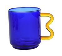ＡＷＨＡＯ Hermosa Taza de Vidrio para de 443 Ml con Asa Creativa, Taza de Café de Borosilicato para Bebidas, Regalo de Cumpleaños, Inauguración D, Azul, tal como se describe