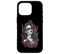 Hermosa Zombie Psychobilly Rosas Rebelde Punk Rock Carcasa para iPhone 16 Pro