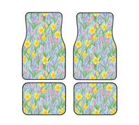 Hermosas Alfombrillas para Coche con Estampado de Flores primaverales, Juego Completo, decoración Antideslizante para Coche.