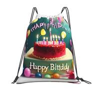 Hermosas bolsas de cordón con estampado de feliz cumpleaños, mochilas deportivas y de gimnasio, perfectas para baloncesto, yoga, viajes y mucho más