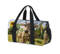 Hermosas bolsas de lona deportivas con diseño de vaca y flores para niños, niñas, mujeres, hombres, vacas marrones, para fin de semana, bolsa de viaje para llevar al gimnasio, bolsas de lona casuales