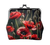 Hermosas carteras pequeñas de flores de amapola roja para mujer, carteras para mujer, monedero para mujer, cartera pequeña para mujer, con cremallera y cierre de beso, negro, talla única, Art Deco,