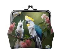 Hermosas carteras pequeñas de flores de cacatúa, carteras para mujer, monedero para mujer, cartera pequeña para mujer, con cremallera y cierre de beso, Negro -, Talla única, Art Deco