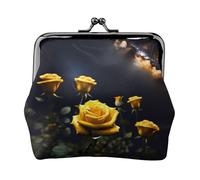 Hermosas carteras pequeñas de rosas amarillas para mujer, carteras para mujer, monedero para mujer, cartera pequeña para mujer, bolsa de maquillaje pequeña para bolso, Black, Talla única, Organizador