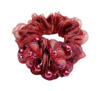 Hermosas cuerdas para el pelo, perlas brillantes, transparentes, elásticas, coleta de caballo, organza, pelo C6v5