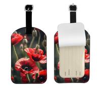 Hermosas etiquetas de equipaje de viaje con estampado de flores de amapola roja, elegante etiqueta de equipaje de 4.3 x 2.76 pulgadas para accesorios de maletas