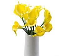Hermosas flores artificiales de lirio de cala, disponibles en amarillo, rosa, (amarillo)