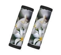 Hermosas flores blancas de frangipani Wake Plumeria, 2 piezas de fundas para asas de equipaje, cubiertas suaves y cómodas para asas de equipaje. Etiqueta para equipaje.