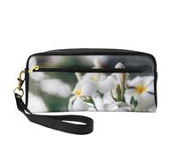 Hermosas Flores Blancas de Frangipani Wake Plumeria, Bolsa de Maquillaje Bolsa de cosméticos Bolsa de Aseo de Viaje portátil Estuche de Cuero para Mujeres y niñas