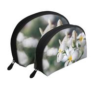 Hermosas Flores Blancas de Frangipani Wake Plumeria, Bolsa de Maquillaje de Concha, Monedero pequeño para Mujer, Bolsa de artículos de tocador, Bolsa de cosméticos, 2 Piezas