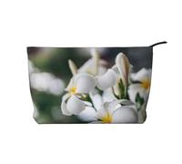 Hermosas Flores Blancas de Frangipani y Plumeria,Neceser de Pana, Neceser de Maquillaje portátil, Neceser de Viaje
