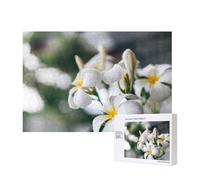 Hermosas Flores de Plumeria Frangipani Blancas,Rompecabezas de Madera de 300 Piezas, Juego Familiar, Rompecabezas para Adultos, Adolescentes, decoración del hogar