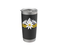 Hermosas flores Edelweiss en las montañas rocosas naturaleza Vaso térmico de acero inoxidable de doble pared